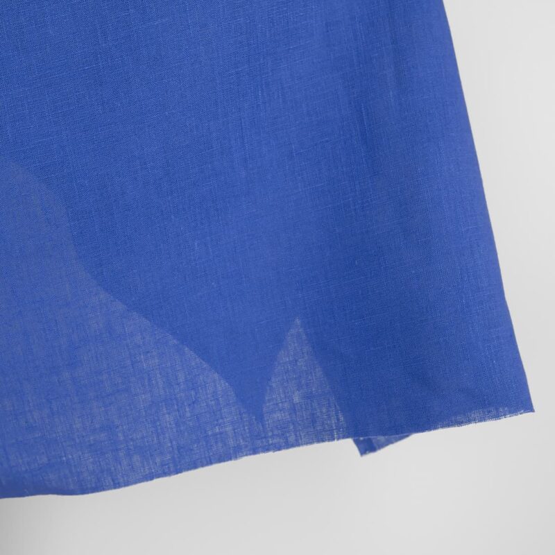 Linen fabric plain vibrant blue colour edge