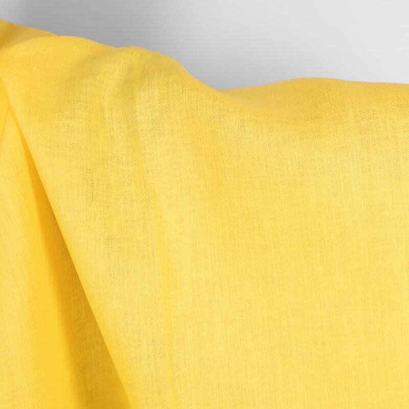 Linen fabric in plain vibrant yellow colour product photo