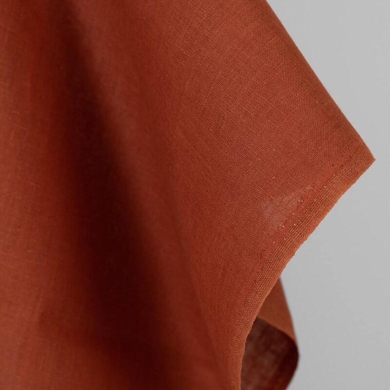 Linen fabric warm brown colour, pure linen