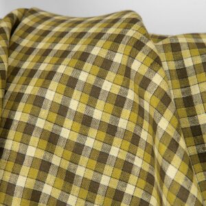 Tkanina lniana w żółto-zieloną kratkę