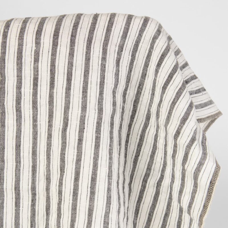 100% linen fabric in grey and off white stripes.