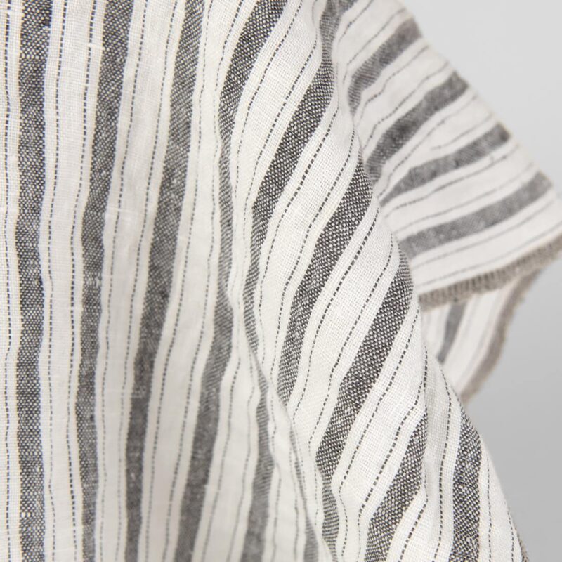 100% washed linen fabric with stripes.