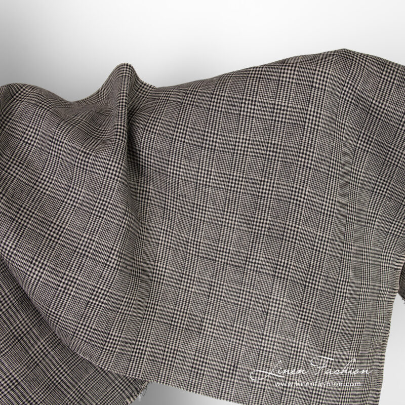 Linen fabric in black and greyish checks