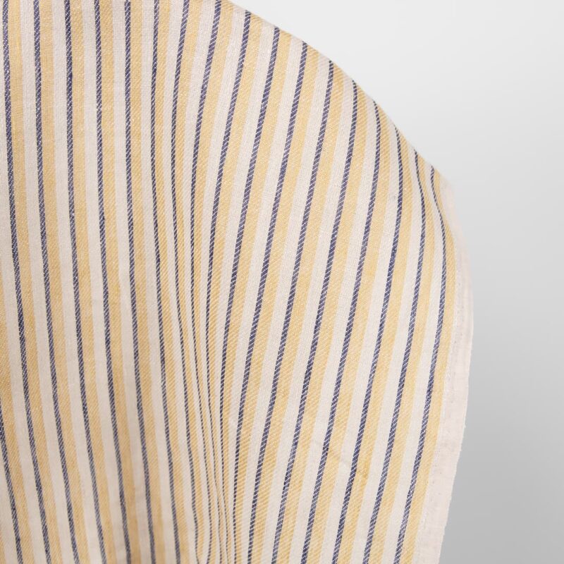 yellow blue striped fabric, twill.