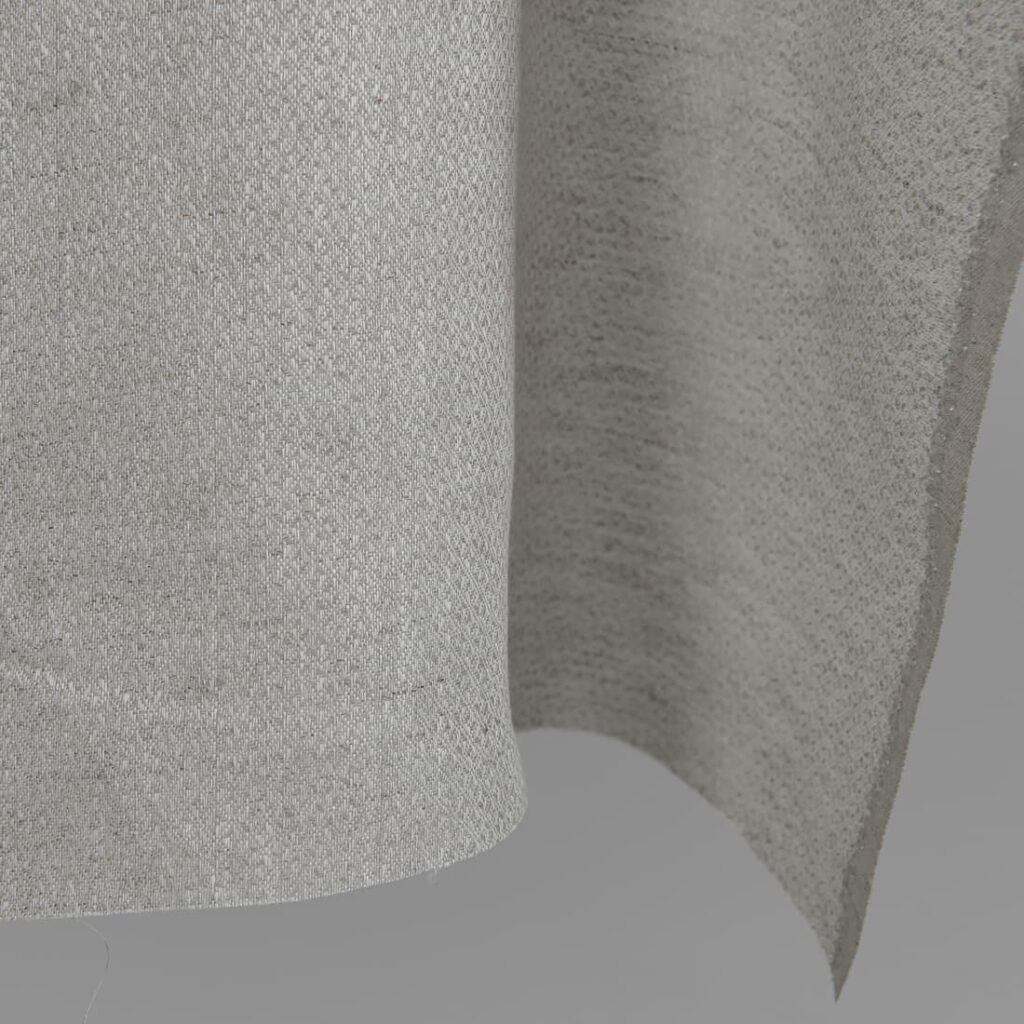 Lniana tkanina beżowa wytkana w romby 3 Beige linen fabric in a diamond pattern edge