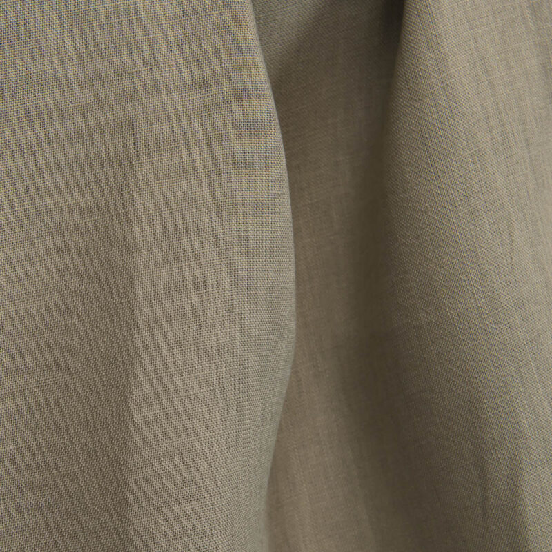 Greenish grey linen fabric in plain weave pattern