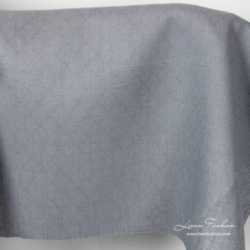 Linen grey diamond pattern fabric