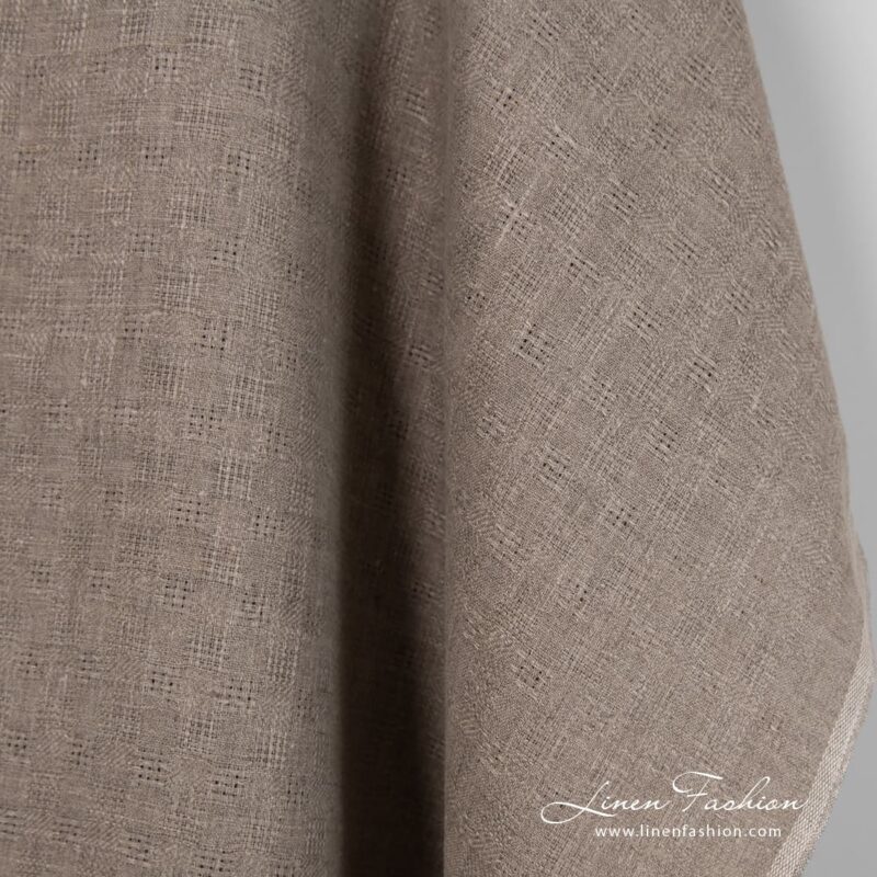 Undyed linen fabric with checks