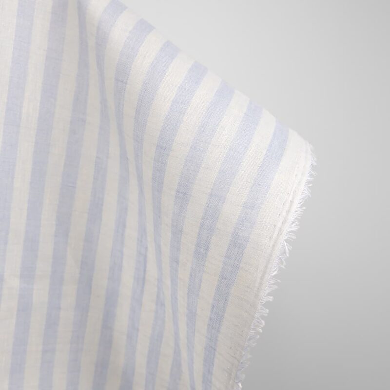 linen fabric blue stripes, cream stripes