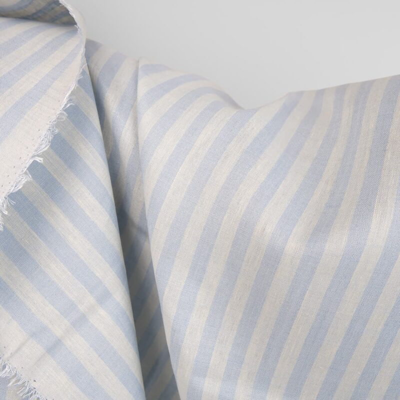 linen fabric blue stripes, non washed