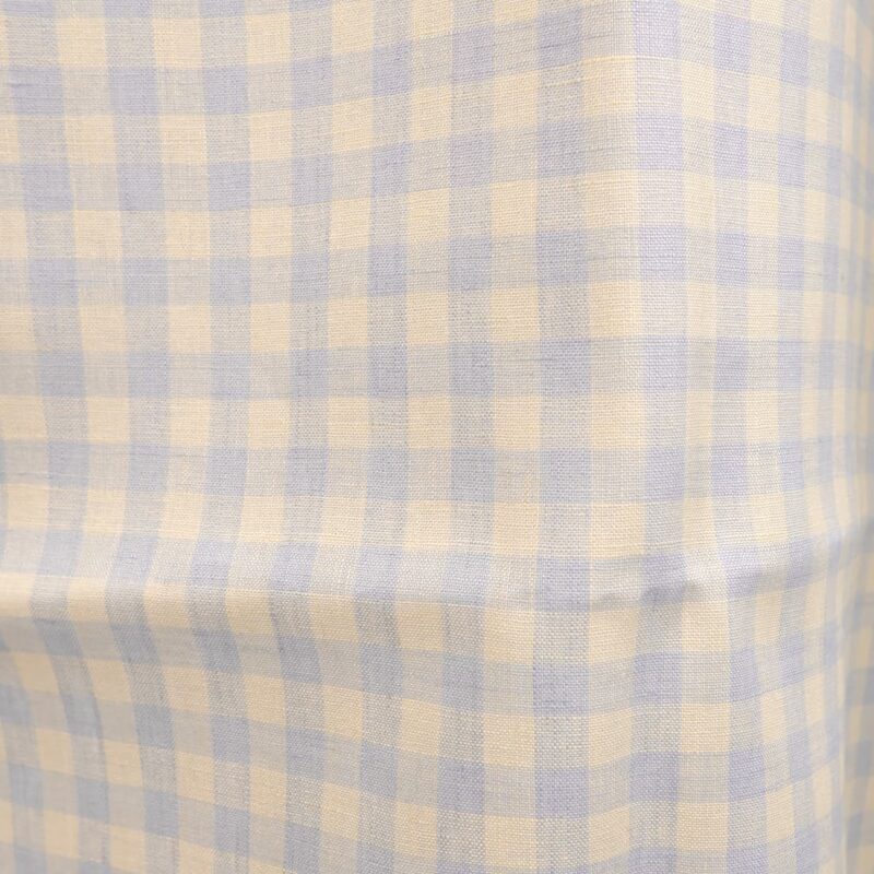 linen fabric blue cream checks 150cm.