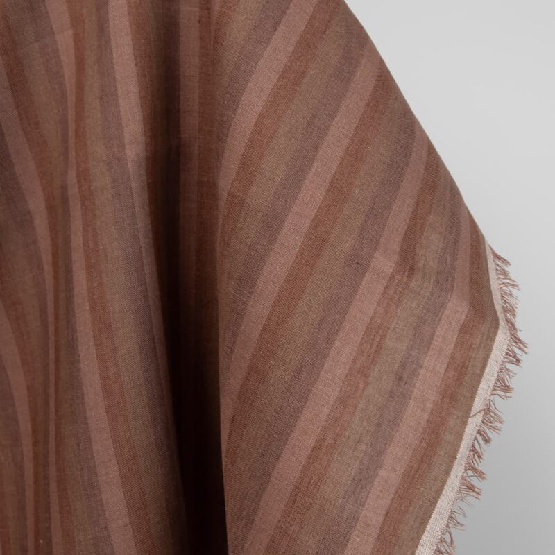 linen fabric in brown stripes, non washed