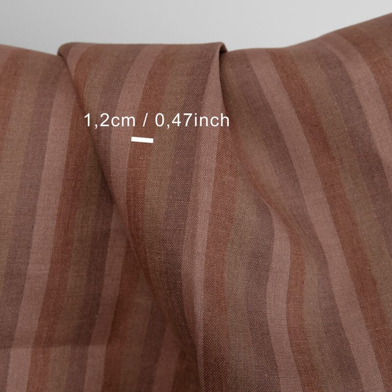 linen fabric in brown stripes, 1.2cm