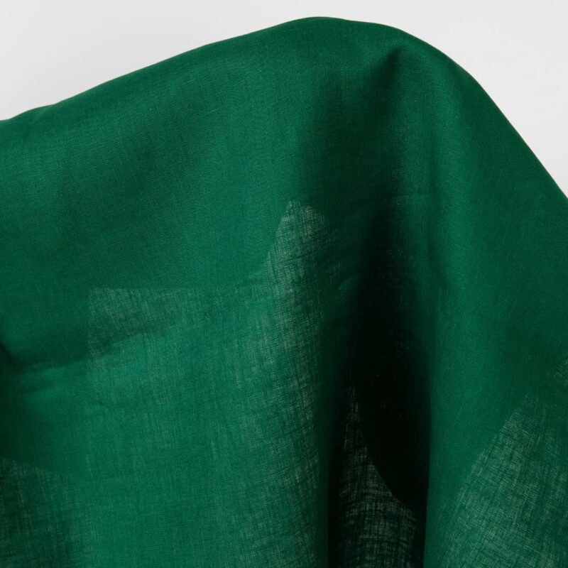Linen fabric vibrant dark green colour product photo