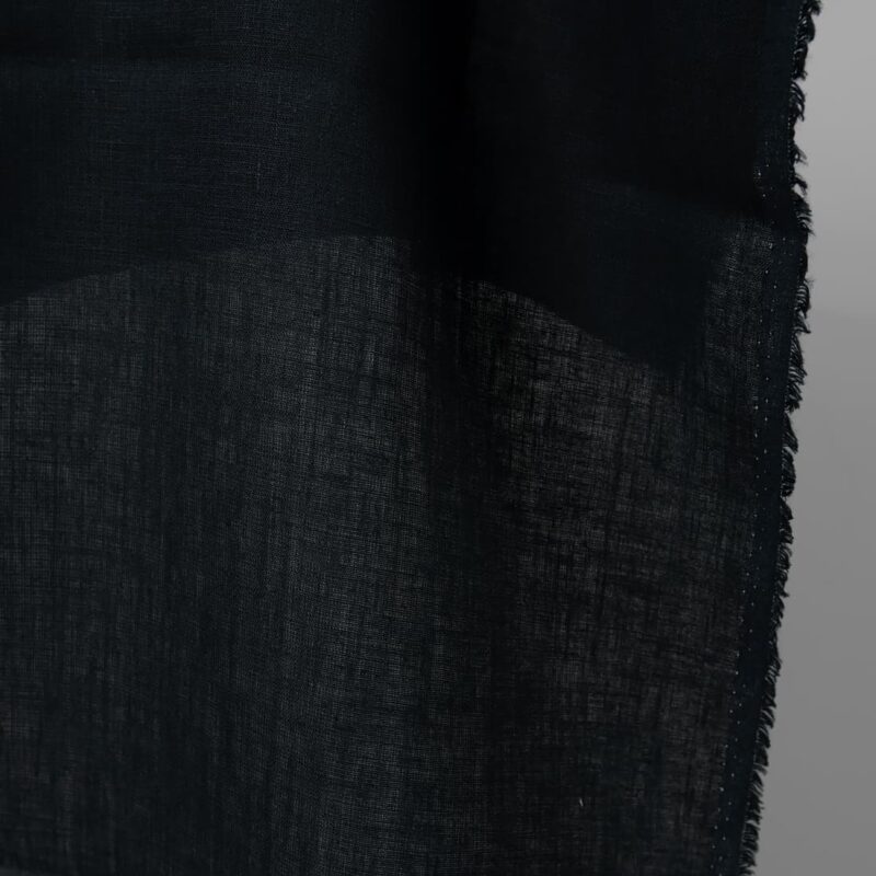 Black navy blue linen fabric edge