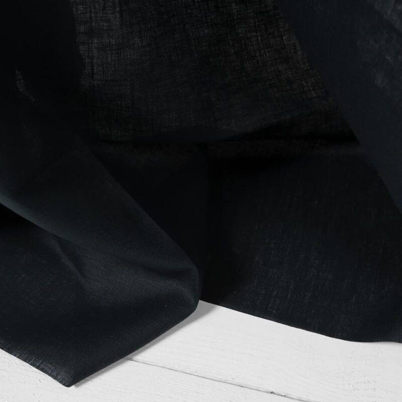 Black navy blue linen fabric product photo