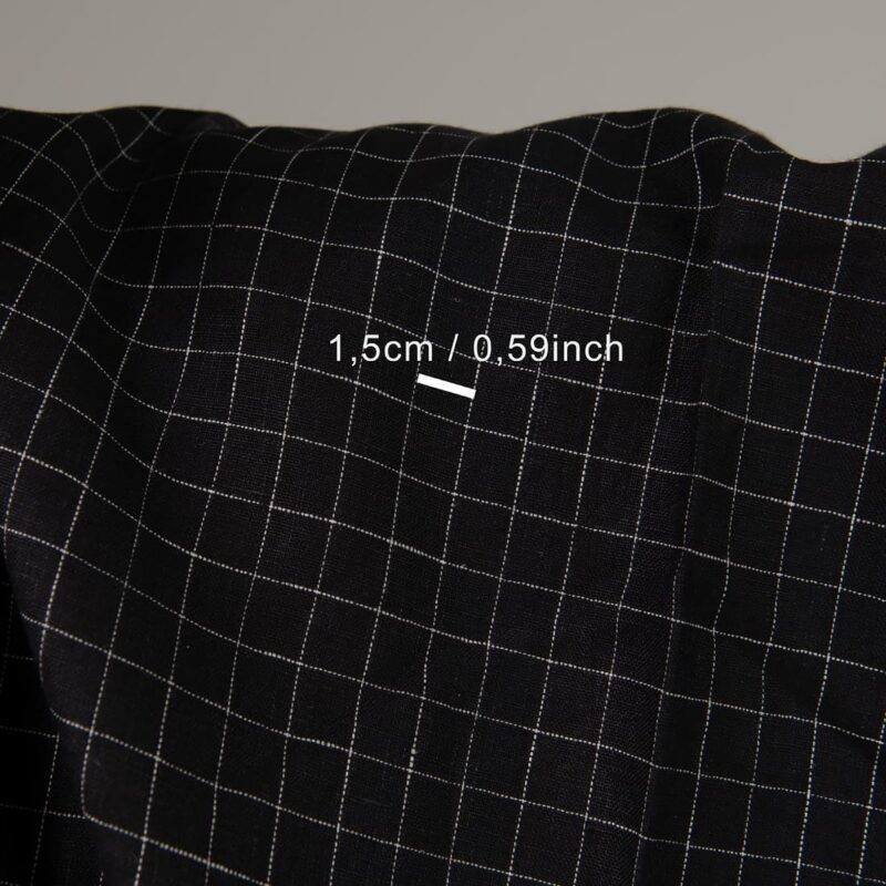 Black linen fabric white checks with measurements