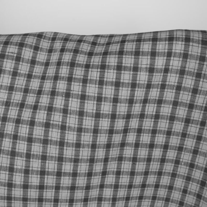 Linen fabric in light and dark grey checks, 150cm