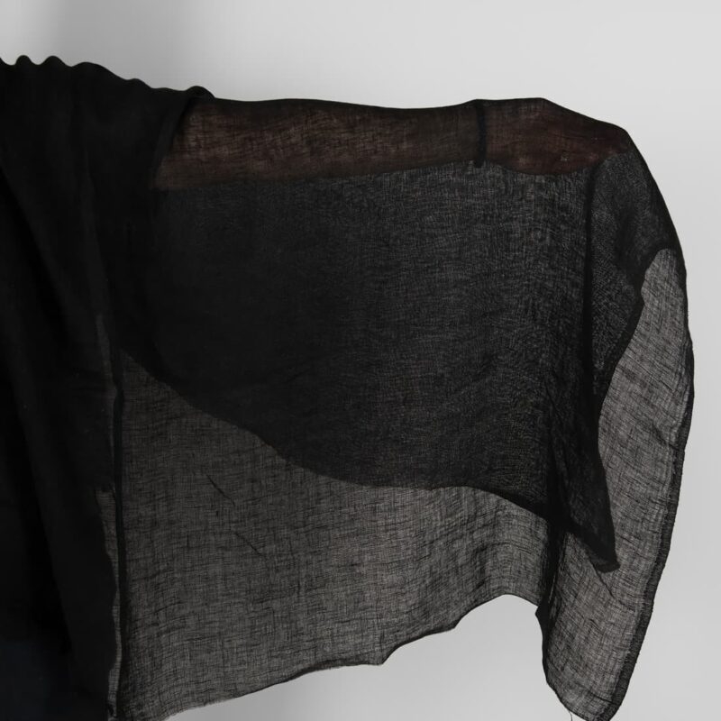 Transparent black linen fabric washed