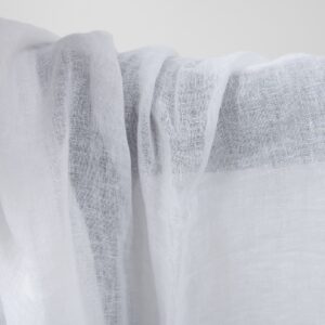 Śnieżnobiała przeźroczysta tkanina lniana, prana 9 Bright white transparent linen fabric washed texture