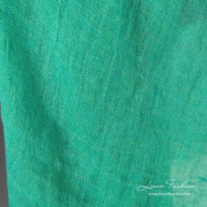 Washed linen fabric, green color melange