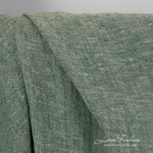 Przeźroczysty zielony prany len 5 Transparent linen fabric in green colour.