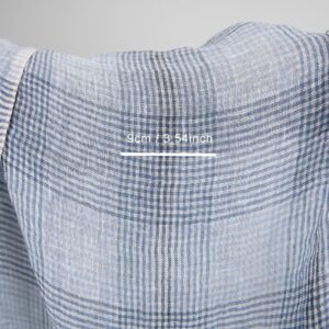 linen gauze blue checks fabric, 145cm. width