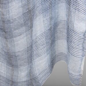 linen gauze blue checks fabric, transparent
