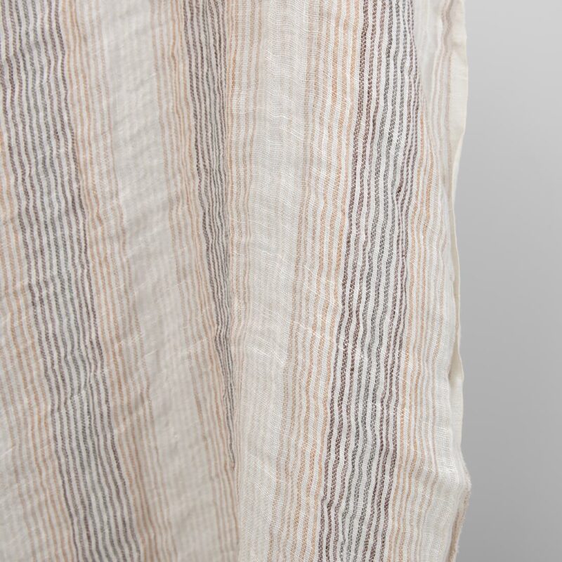 linen gauze fabric in brown stripes, washed