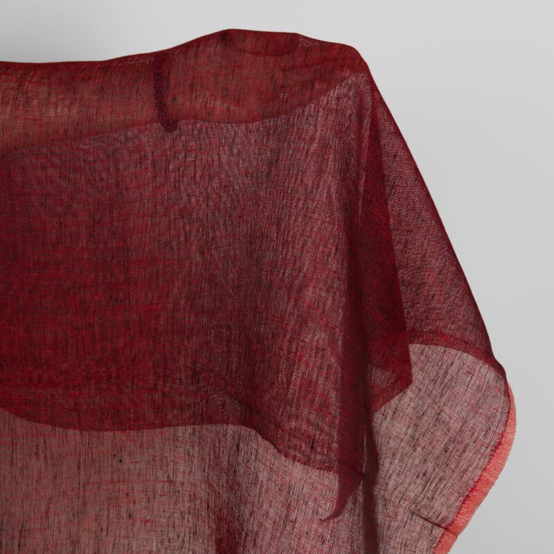 Burgundy transparent pure linen fabric product photo