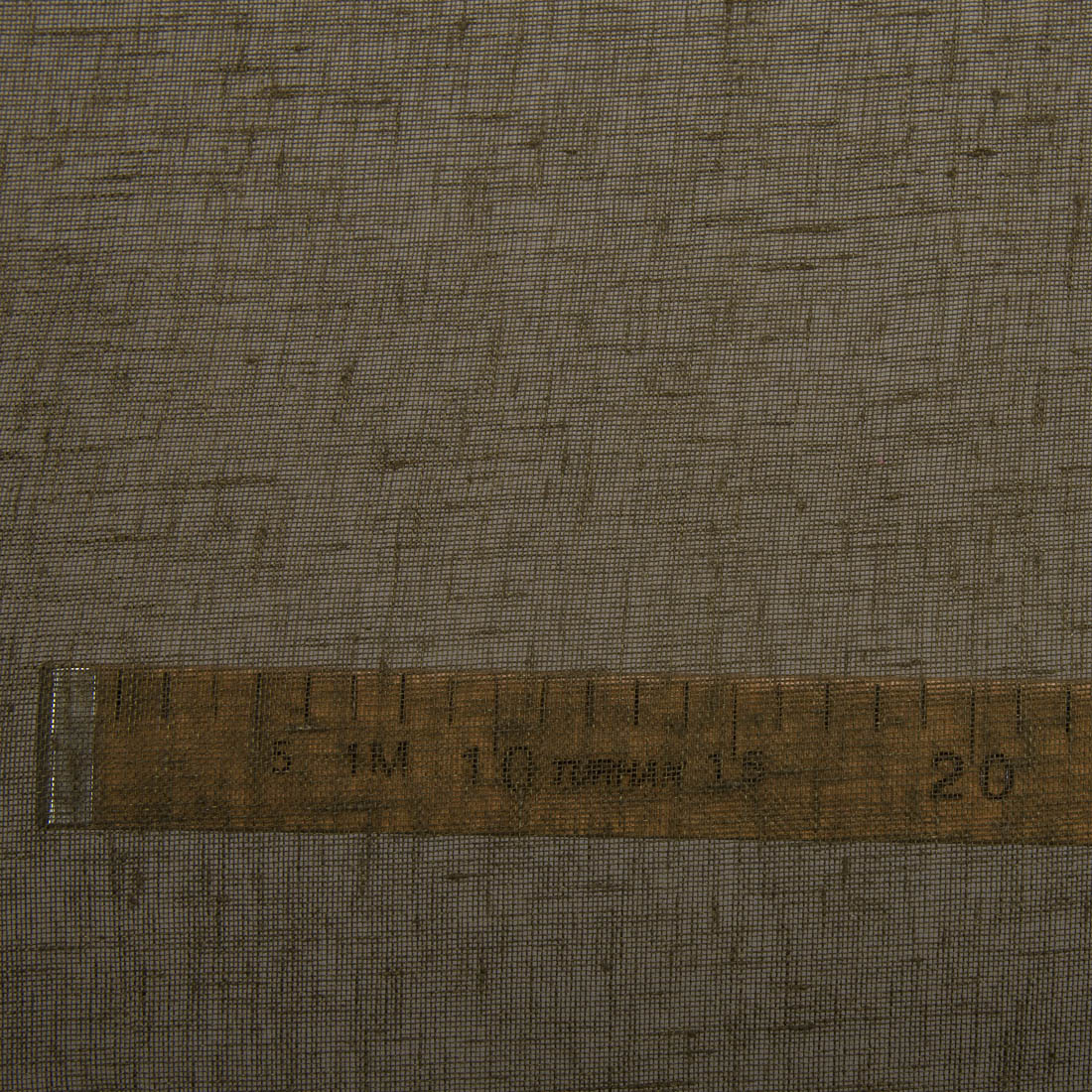 Dark khaki transparent linen fabric
