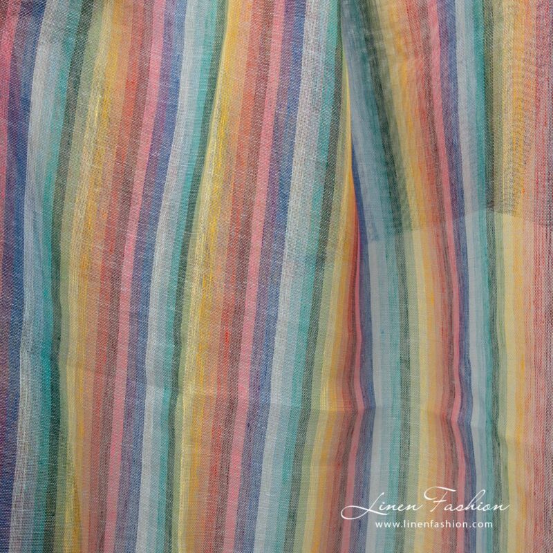 Linen fabric striped rainbow colours transparent product picture