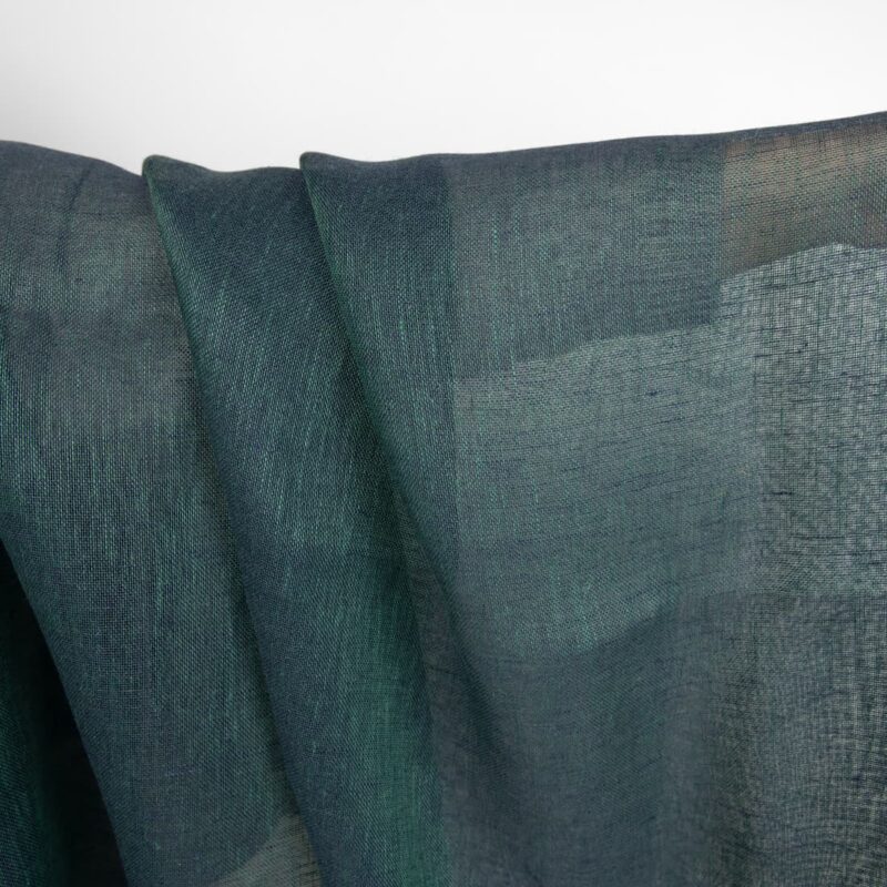 blue green linen fabric, gauze