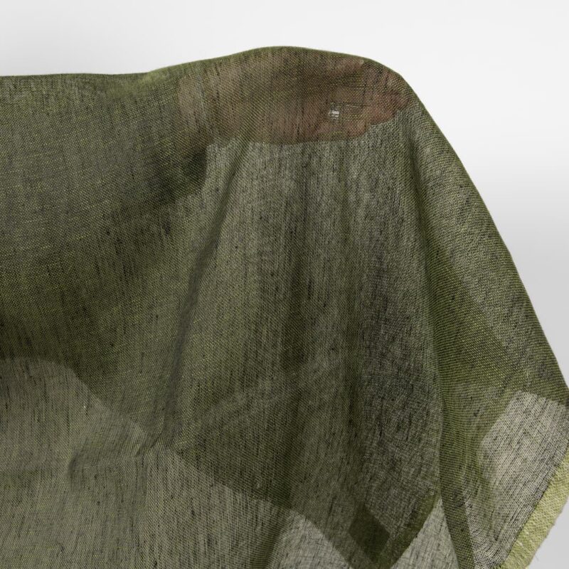 Linen fabric dark moss green colour transparent product photo