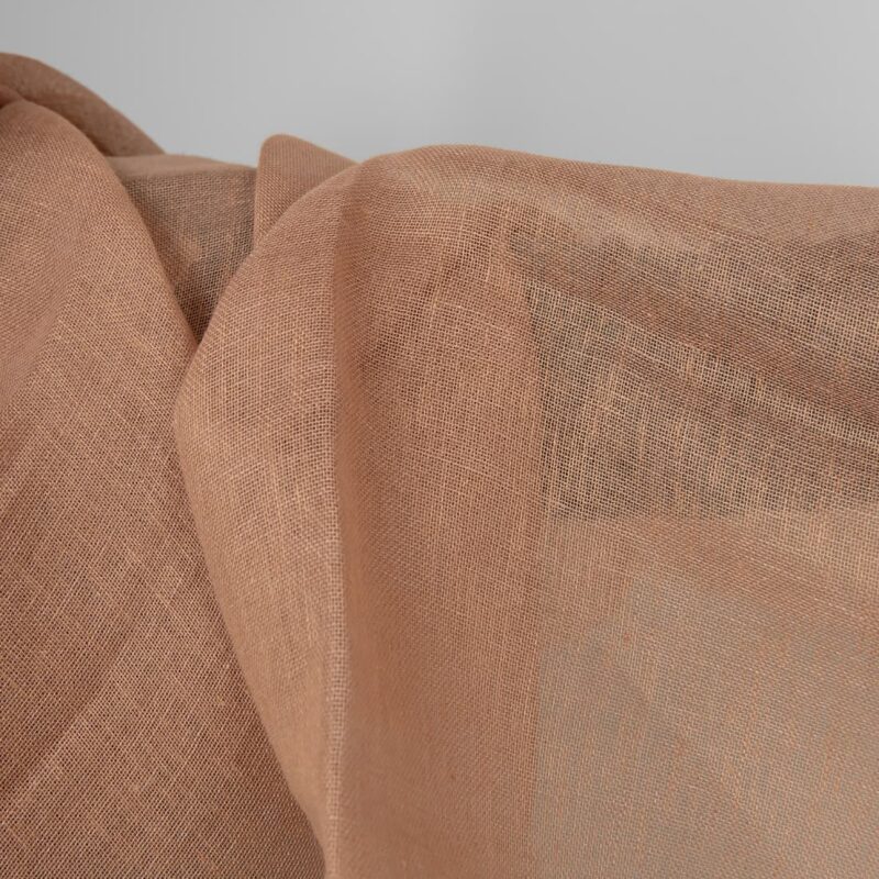 Sheer linen fabric light clay colour texture