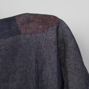 Linen fabric dark cobalt blue and green transparent, 100% linen