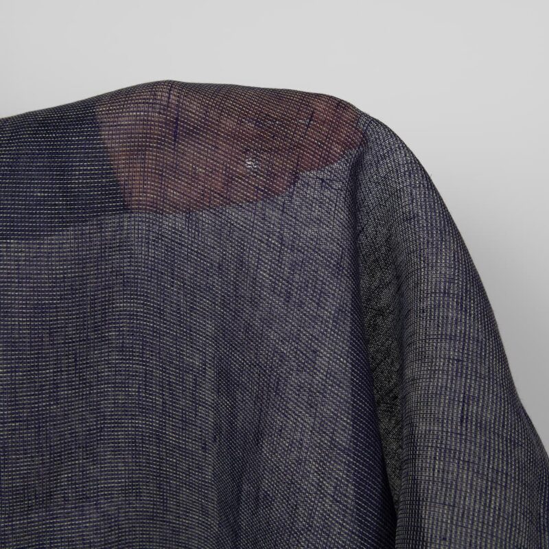 Linen fabric dark cobalt blue and green transparent, 100% linen