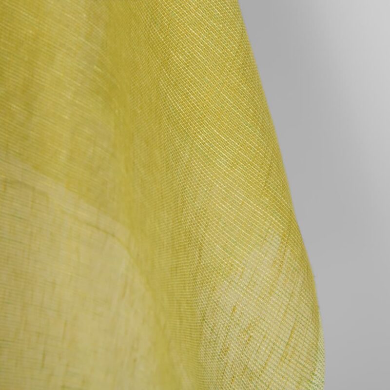 Linen fabric yellow green transparent, pure linen