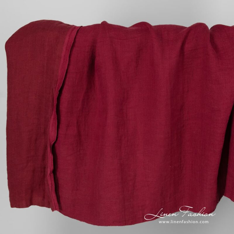 Washed raspberry colour linen fabric.