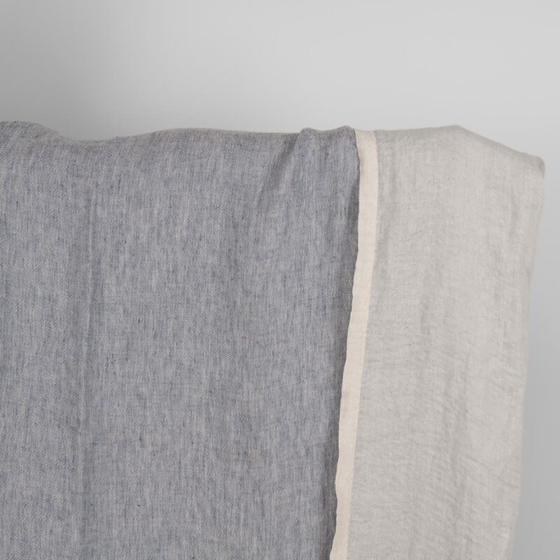 Washed linen fabric blueish grey colour double-sided