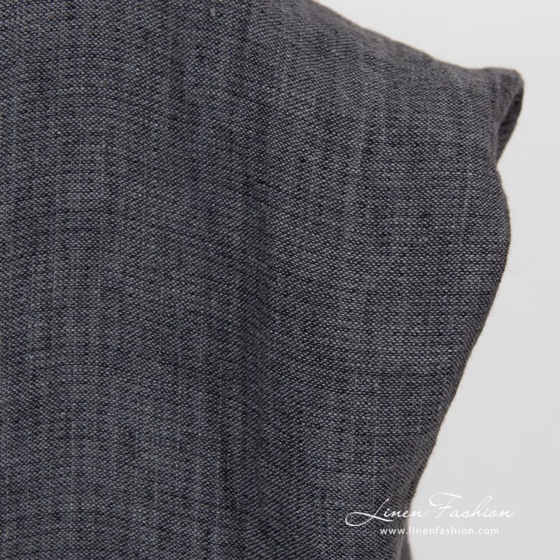 Washed grey checked linen fabric.