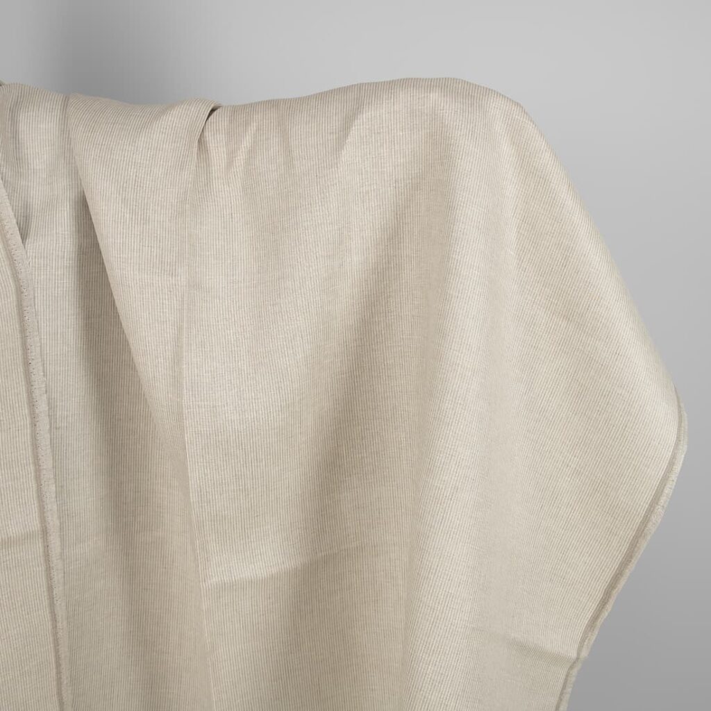 Tkanina lniana w naturalne i białe prążki 1 Linen fabric natural and white narrow stripes