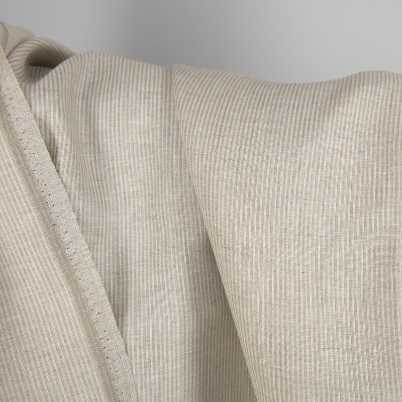 Linen fabric natural and white narrow stripes, 150cm