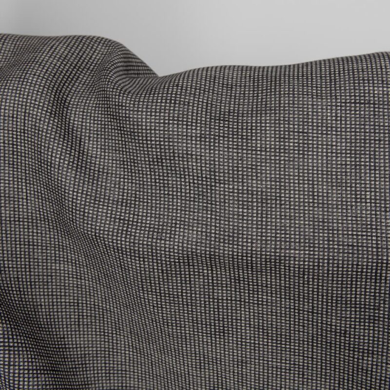 Linen black checked double sided fabric darker side