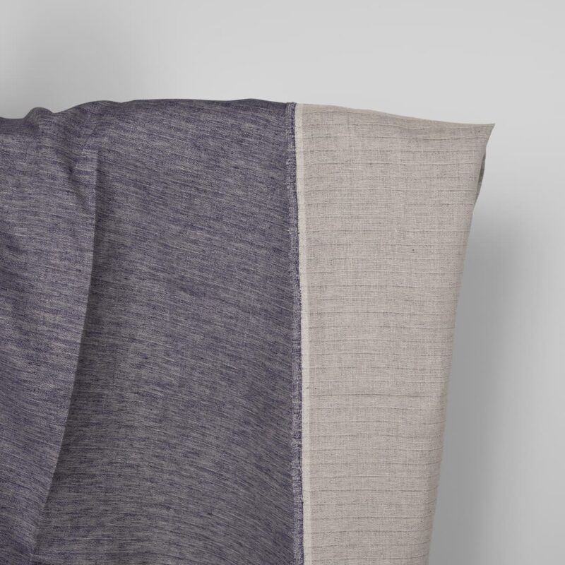 Linen fabric cobalt blue and beige double-sided
