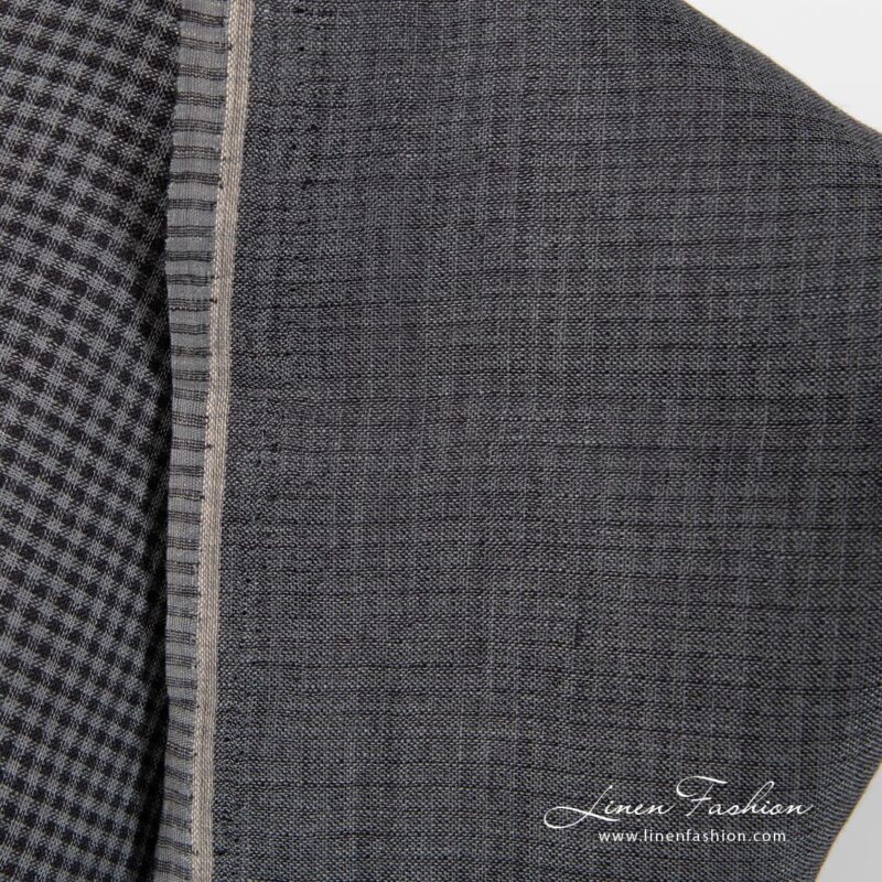 Checked black-grey linen fabric.