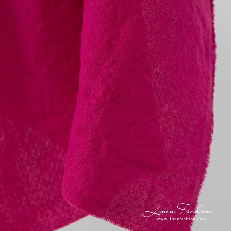 Bold berry 100% linen fabric.