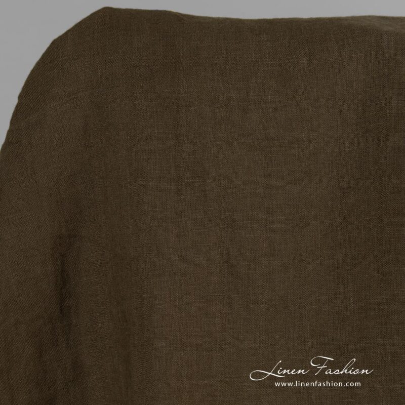 Ivy green dyed linen fabric.
