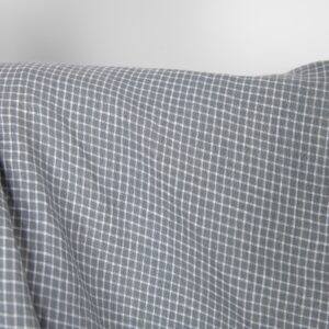 Washed linen fabric grey white checks, 100% linen