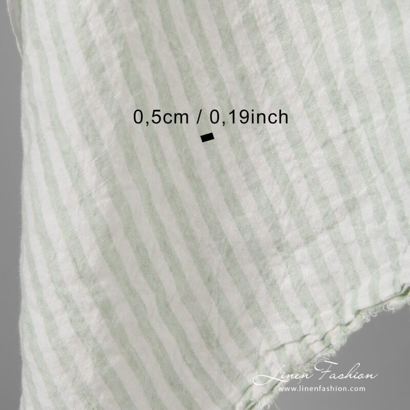 Washed wide linen fabric with stripes.